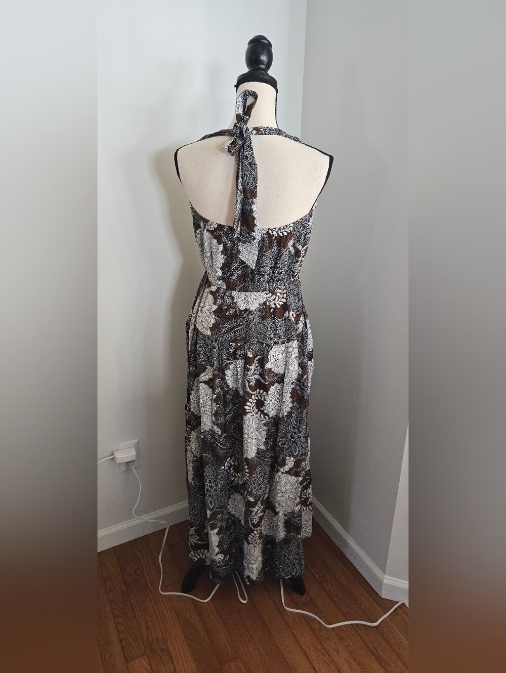 Loft Floral Halter Maxi Pocket Dress brown and white patterned floral New Nwt 2 - Picture 3 of 10